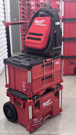 Milwaukee PACKOUT Stack: Rolling Box + 2-Drawer + Backpack