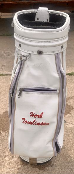 VINTAGE Bright White, Like NEW Burton (Herb Tomlinson) Tour Golf ⛳️ Bag With Rain Hood