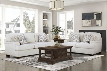 Sofa and Loveseat Cream Chenille fabric, New Especial price 