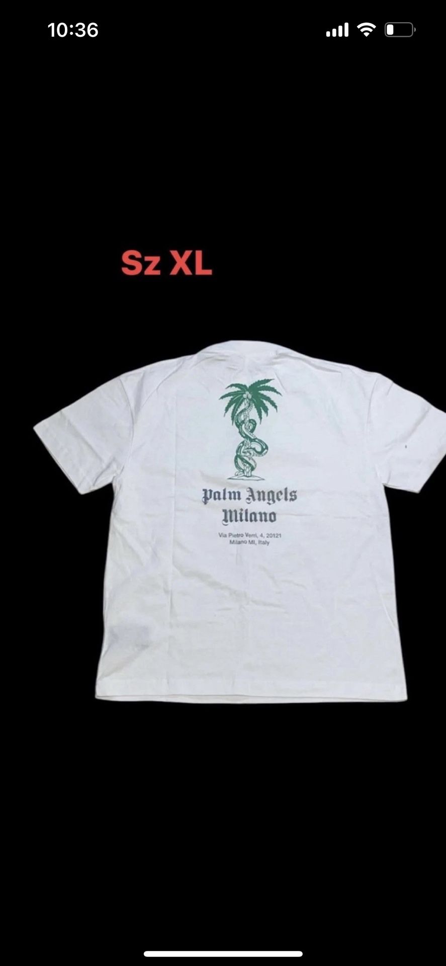 Palm Angels White T-shirt International Milano Palm Tree/Serpent, Men's XL NWOT