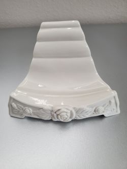 Vintage White Floral Porcelain Plate Stand