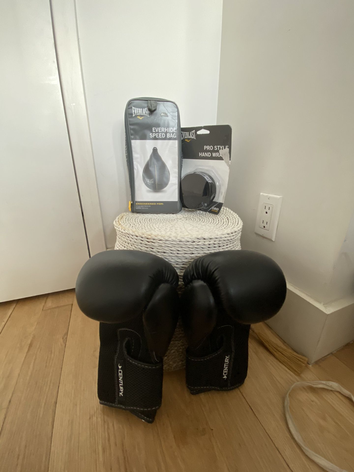 Everlast Speed Bag, Hand Wrap & Century Boxing Gloves