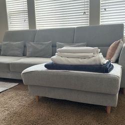 IKEA Light Gray L-Shape Couch Sofa Furniture *Removable Washable Pillow Cushion Fabric