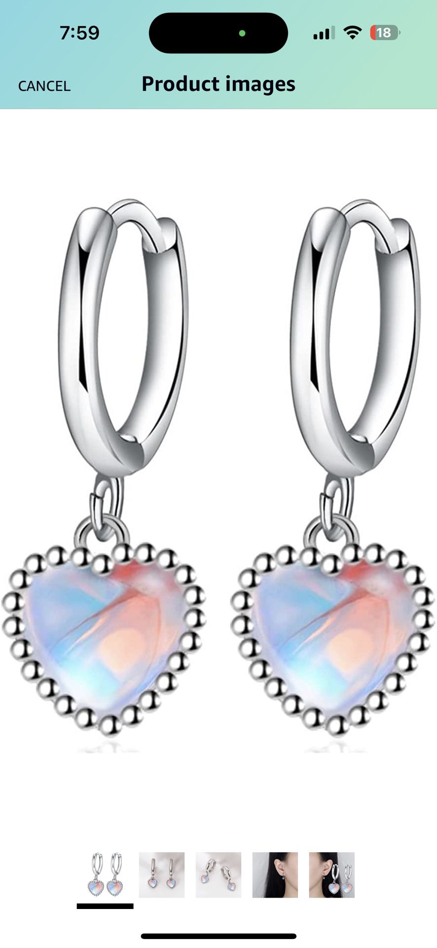 Moonstone Earrings Sterling Silver Moonstone Drop Dangle Earrings, Moonstone Small Hoop Earrings Hearts Earrings Jewelry Gift for Women Girls