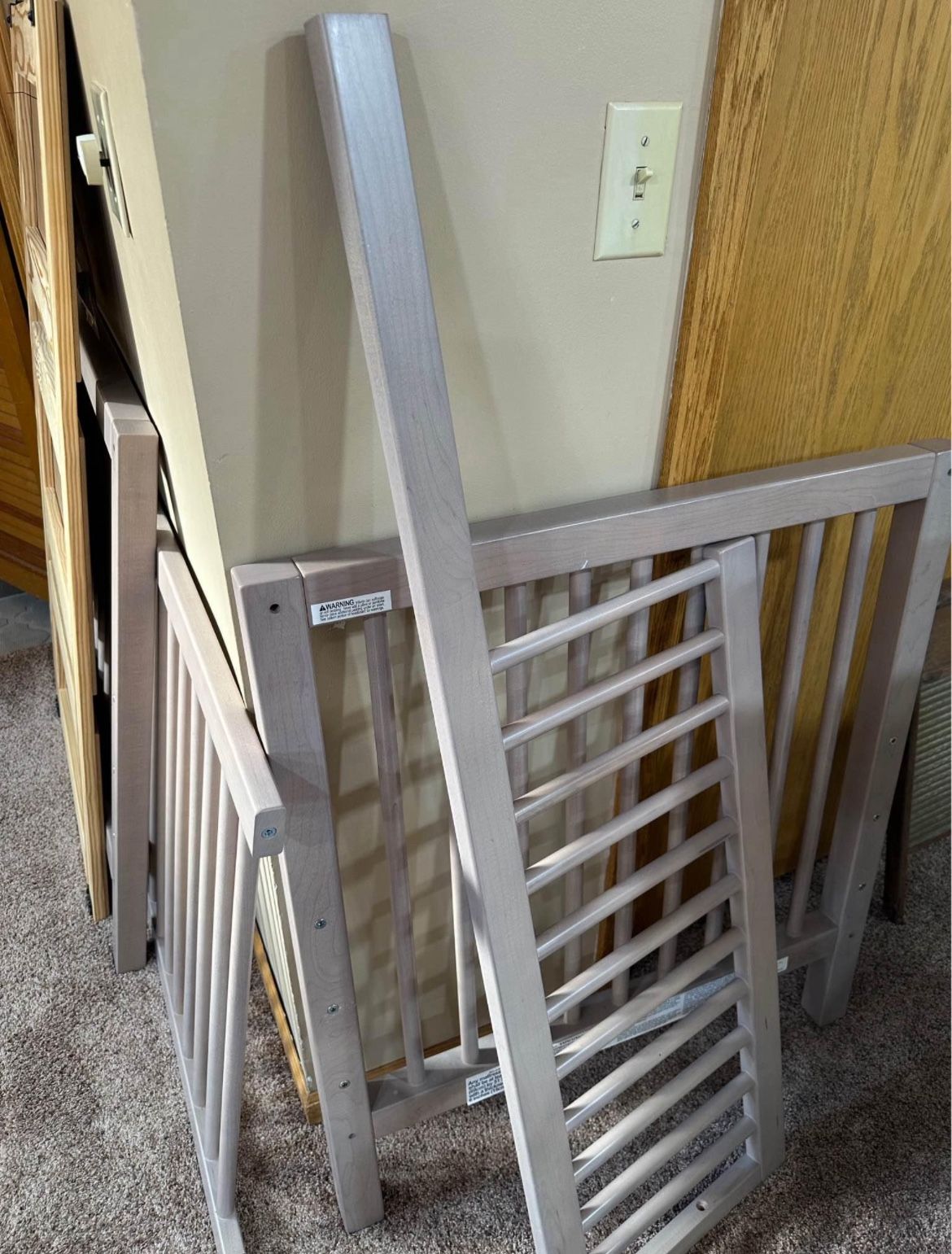 Solid Wood Baby Crib With Toddler Rail 