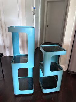 Elite Modern Designer Glass Accent Tables / Display Shelves – Set of 2
