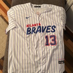 2XL Ronald Acuña Stitched Pinstripe Braves Jersey