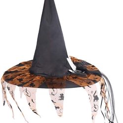 PTYQU Halloween Witch Hat for Women Girls Folding Witch hat Oxford Fabric Witch Cap for Halloween Party Costume Cosplay Hair Decorations Party Supplie