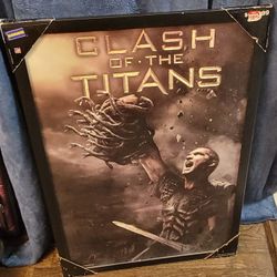 Moving sale. Clash of the titans wooden framed wall art
