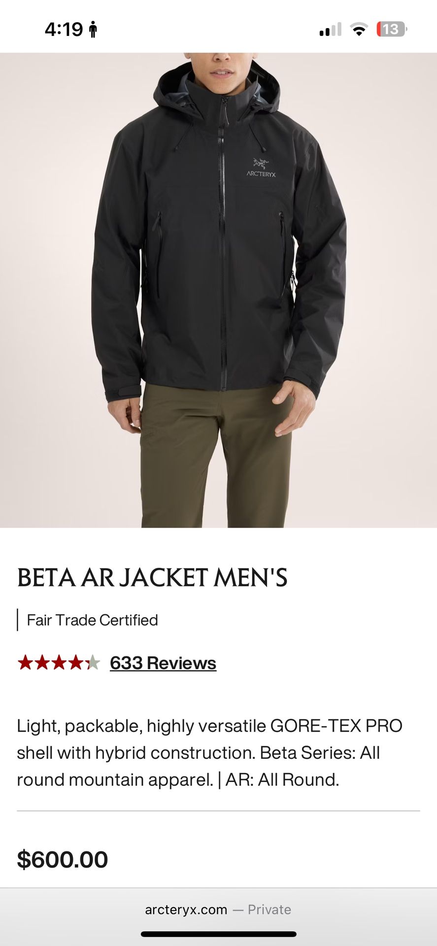 Arc’Teryx Raincoat Mens