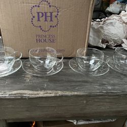 Juego De Tazitas Y Platitos De Cristal Princes Heritage 