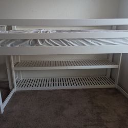 Twin white Bunk bed  And mattress 