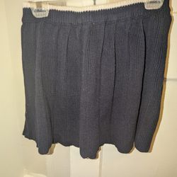 Knitted Material Pleated Mini Skirt 