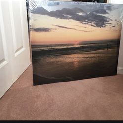 Sunset Ocean Beach Photo Canvas 24x30