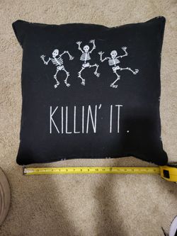 Halloween "Killin' It" Dancing Skeleton Throw Pillow