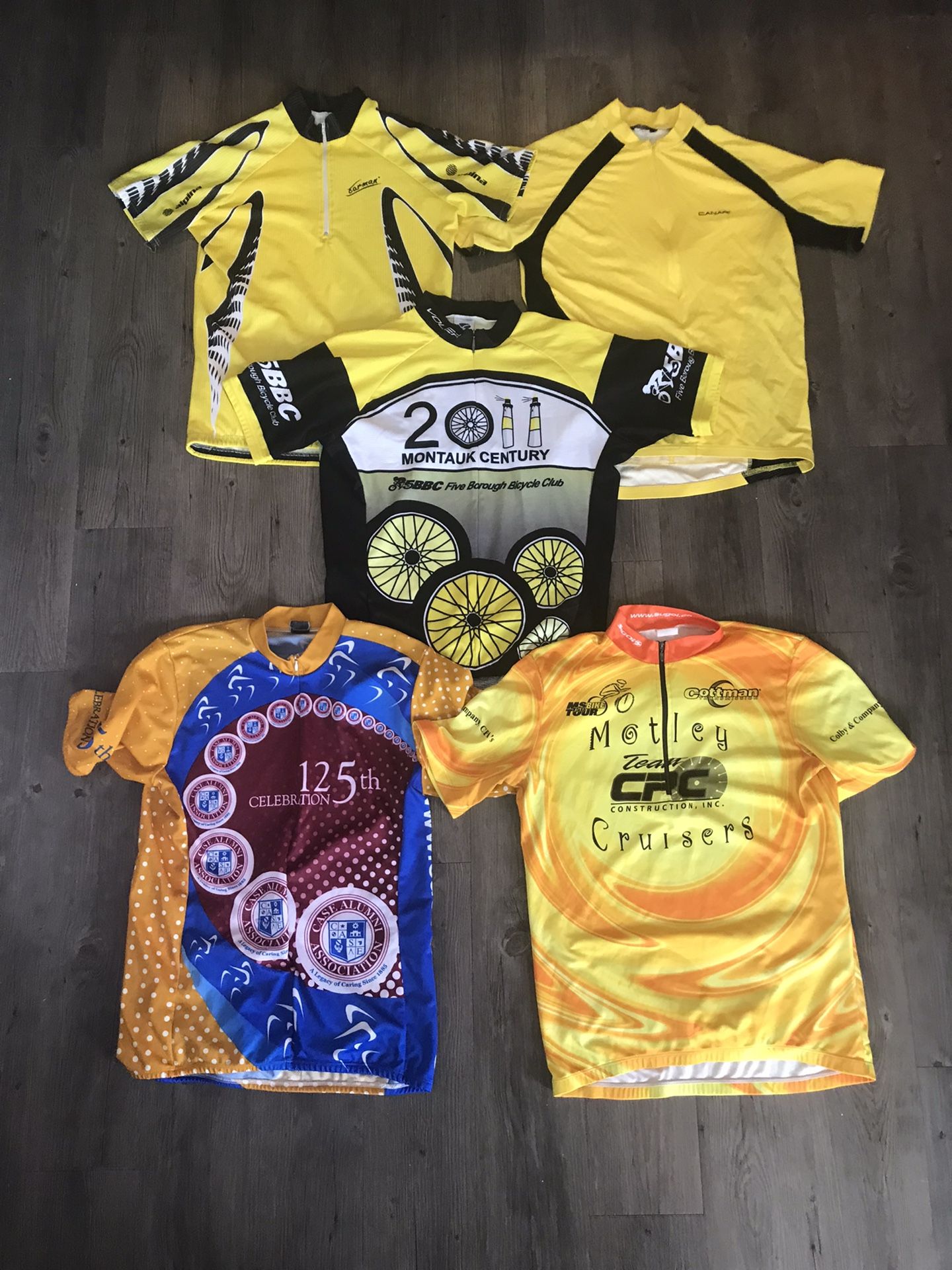 Lot Of 5 Mens Cycling Jerseys - Large