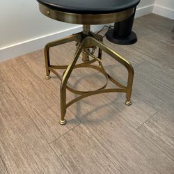 Restoration Hardware Desk Stool Chair Antique Gold Espresso Top