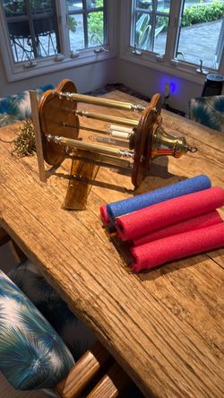 Smoked glass & brass swag. Vintage