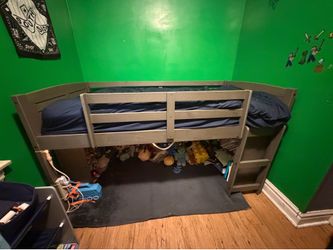 Kids twin size loft bed gray