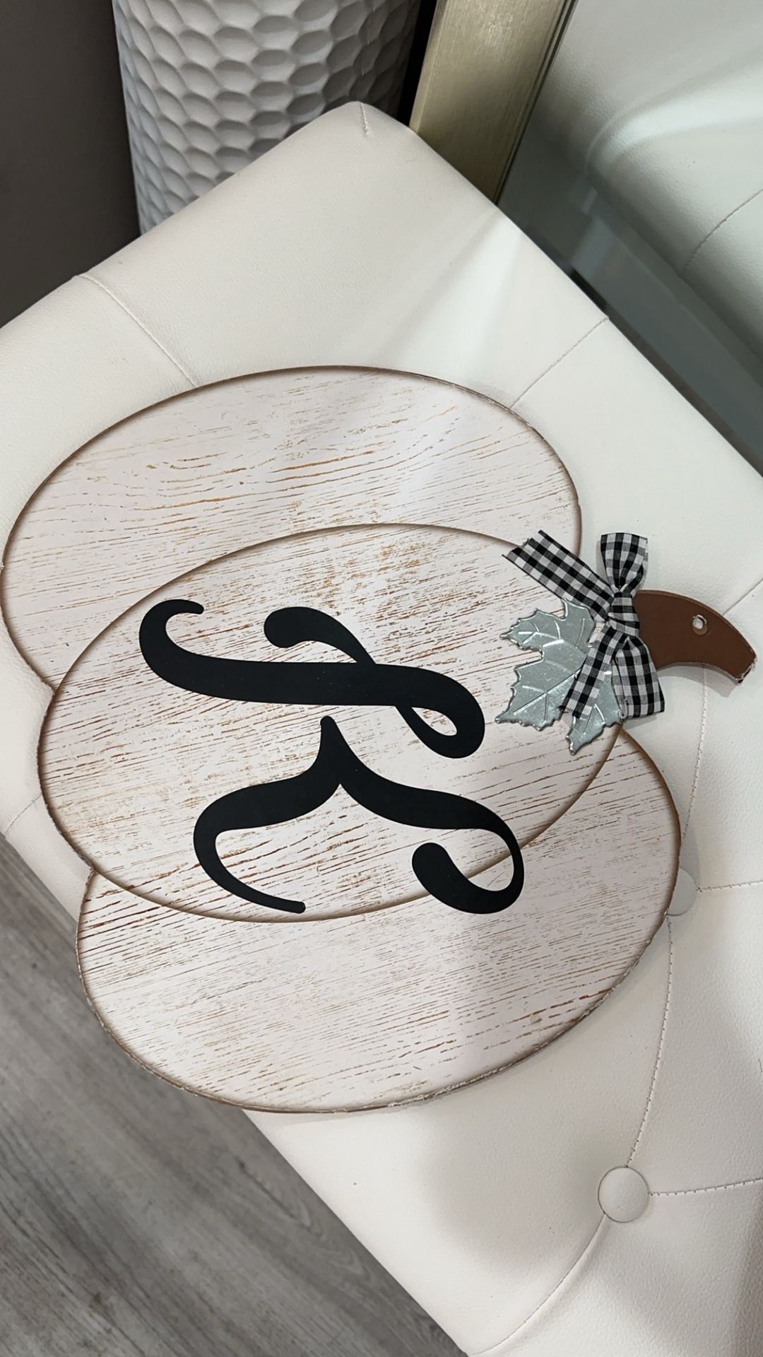 Letter K Pumpkin Farmhouse Halloween Decor Home Spooky Season