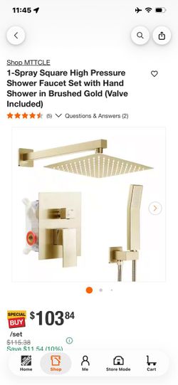 MTTCLE Square Shower Faucet Set Brushed Gold