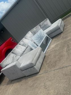 Gray silver sectional , very comfortable