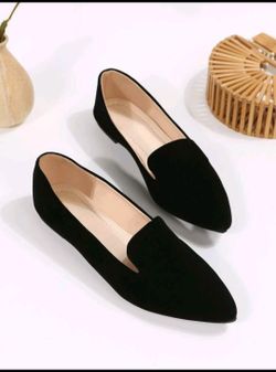 Point Toe Faux Suede Flat Loafers