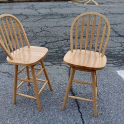 2 Counter Bar Stool Swivel seat Solid wood Beachwood