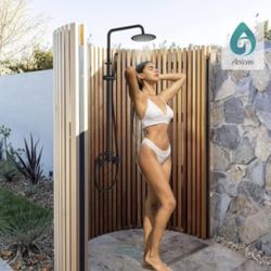 gotonovo Outdoor Shower Fixtures SUS304 Stainless Steel Rain Shower Kit Faucet High Pressure Wall Mount 2 Dual Function 8 Inch Showerhead and Handheld