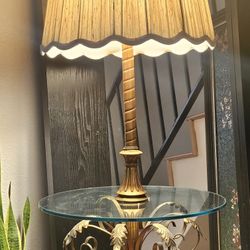 1960s Mid Century Hollywood Regency Gold Gild Floor Lamp 20ʺW × 20ʺD × 56ʺL