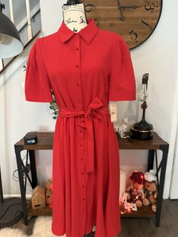 Nanette Lepore Pure Red Button-Up Dress size 10