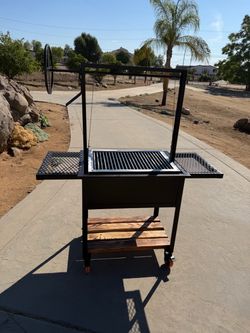 Santa Maria style   Charcoal Grill with Side Shelves