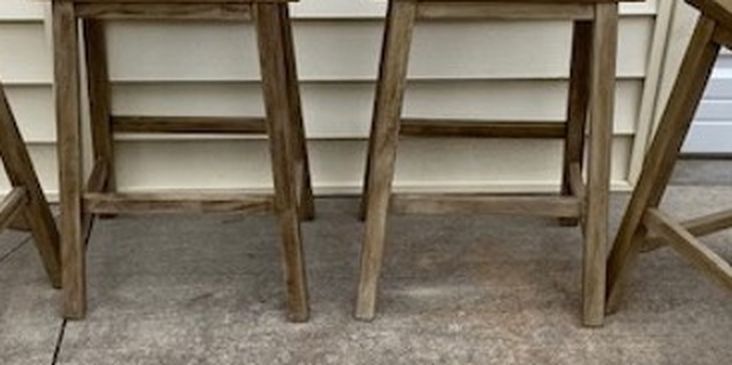 New, Trenton Counter Height Dark Gray Wash Saddle Stools, Set of 4,Threshold
