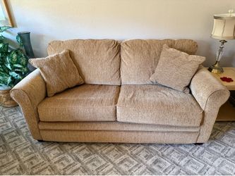 Lane brand, beige, upholstered, double size sleeper couch