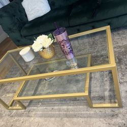 Gold And Clear Coffee Table 