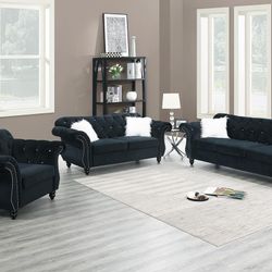 Black Sofa, Love Seat And Chair 