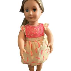 Our Generation Doll by Battat- Blonde hair 18"  her hair grows and get short by a turn of a knob. Her hair is a mess she needs a good comb threw no bo