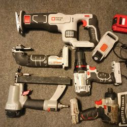 Porter Cable Combo . Saw All , Multi Use , Drill , Impact Drill ,Nailer , Lighter , Battery and Charger $ 100