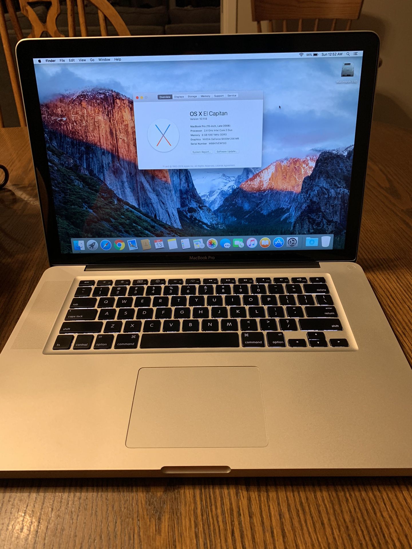 MacBook Pro 15” (Late 2008) 8gb ram / 500 gb SSD MINT Condition