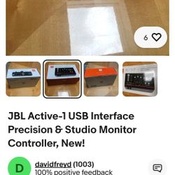 JBL Active-1 USB Interface Precision & Studio Monitor Controller, New!