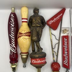 Vintage Collection Budweiser beer tap handles. Pre Owned. 5 Items.