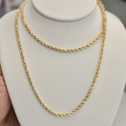 14K Yellow Gold Rope Chain Necklace