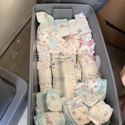 Tub of brand new diapers