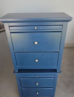 2 Navy color real (SOLID) wood nightstand with slide table