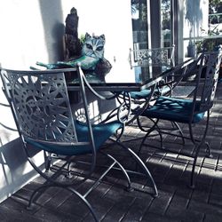 Vintage Arthur Umanoff Wrought Iron Mayan Dining Set