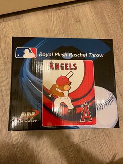 MLB Angels Royal Plush Raschel Throw Blanket