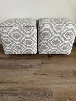 Set of 2 Upholstered Cube Ottomans