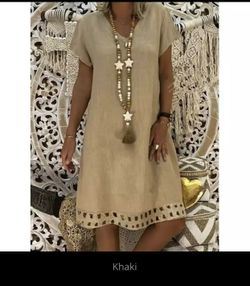 Kaki short linen dress
