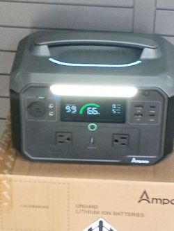 AMPACE 600W PORTABLE POWER STATION .APP CONTROL. FAST CHARGING. 3 WAYS  TO RECHARGE :- 1-CAR.2- HOME. 3-SOLAR PANEL(NOT INCLUDED)