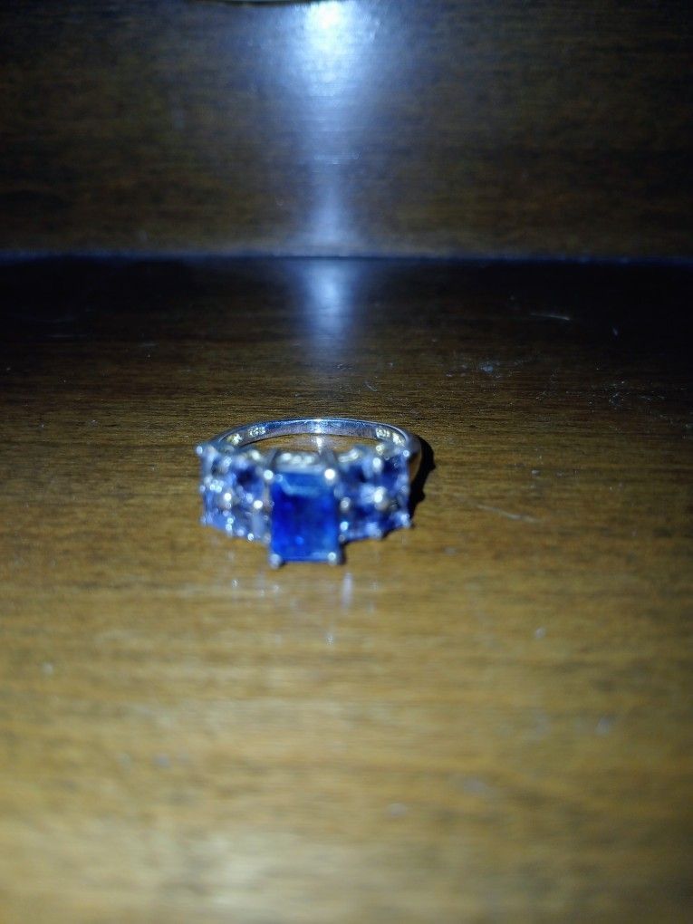 925 Silver Blue Topaz Ring